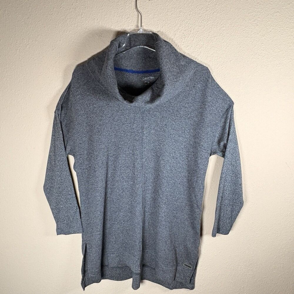 Calvin Klein Performance Womens 2X Dark Grey Quick Dry Cowl Neck Thermal Top